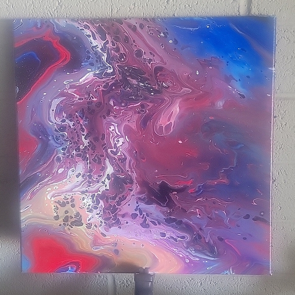 Handcrafted Trippy 14x14 Psychedelic  Pour Painting!🍄🫗🖼 - Picture 3 of 4